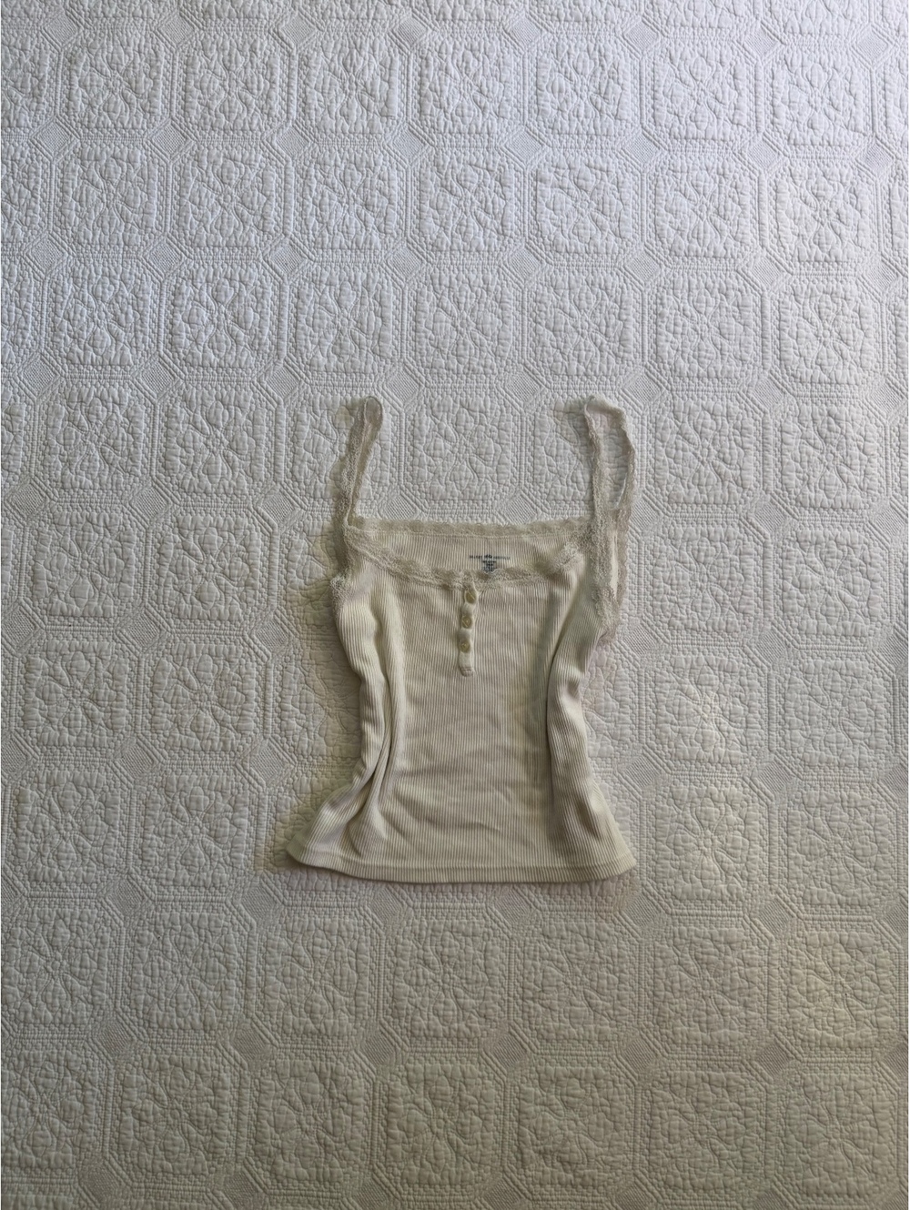 Brandy Melville  Sleeveless Ribbed Tank Top with Lace Trim